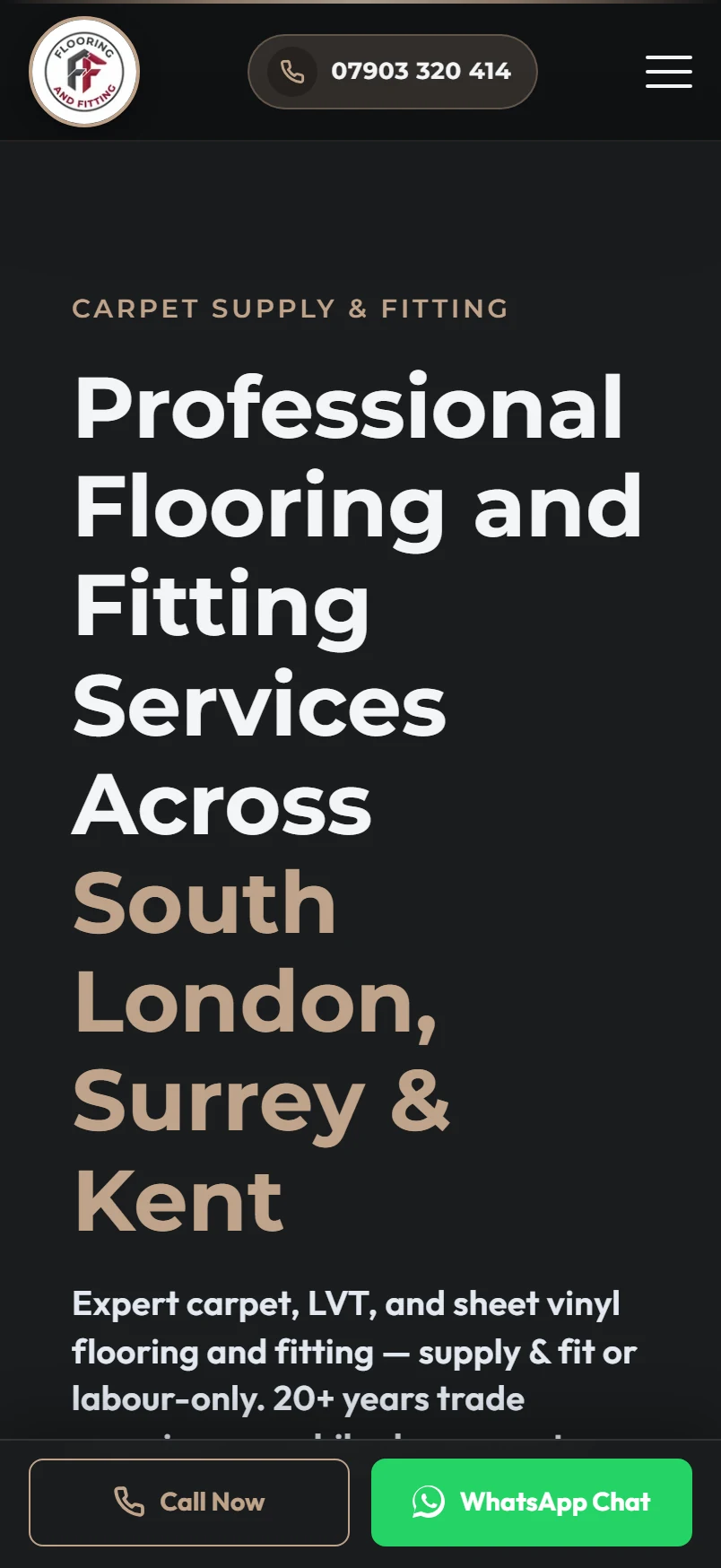 Flooring & Fitting mobile website built by TradesRank